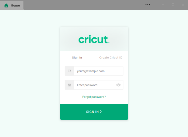 Cricut Account Sign in option 
