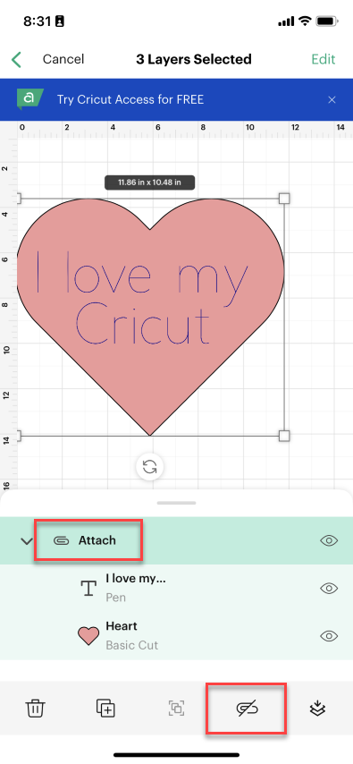 How to Use Attach in Cricut Design Space - Sarah Maker