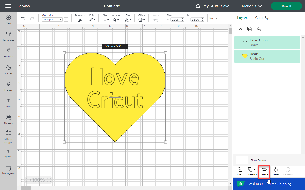 How to Use Attach in Cricut Design Space - Sarah Maker