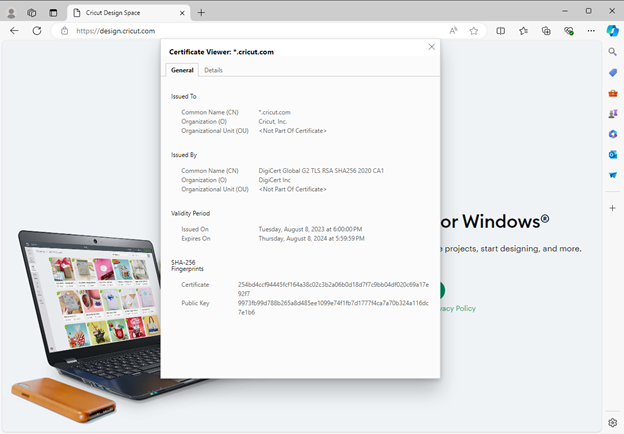 Windows_Cricut Certificate information.png