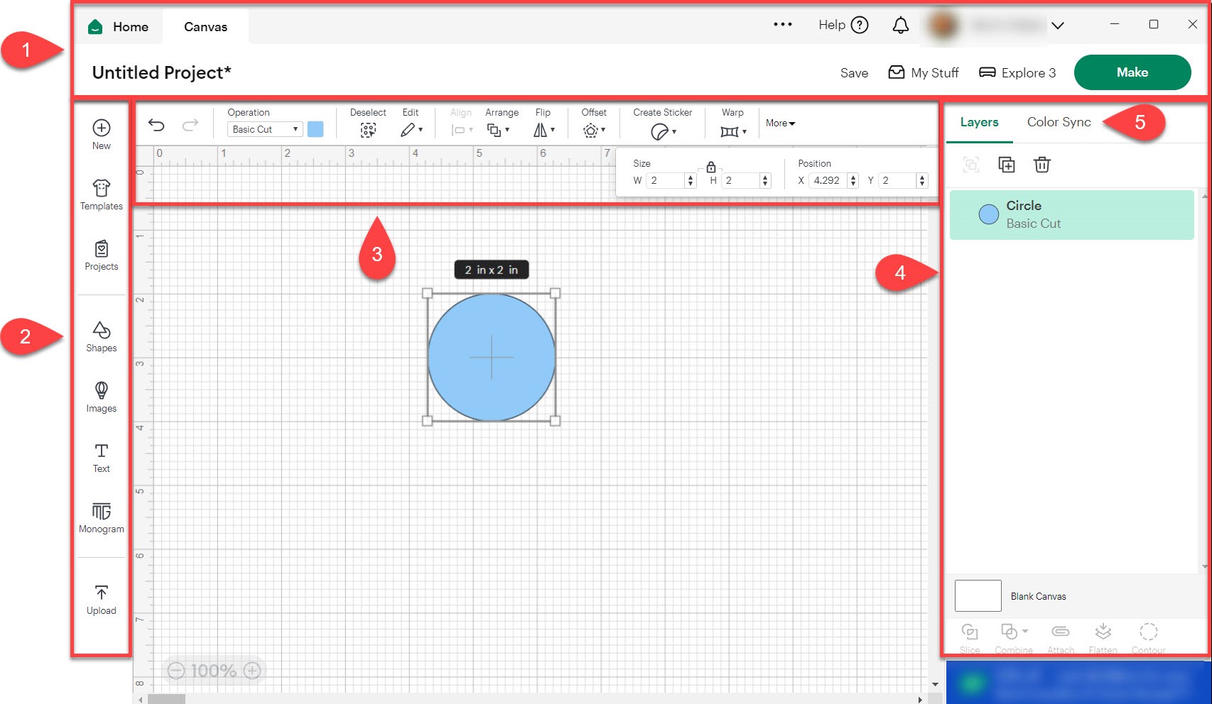 Cricut Design Space interface navigation screenshot