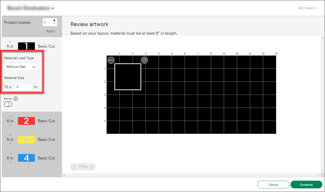 DSD change material size on project preview.png