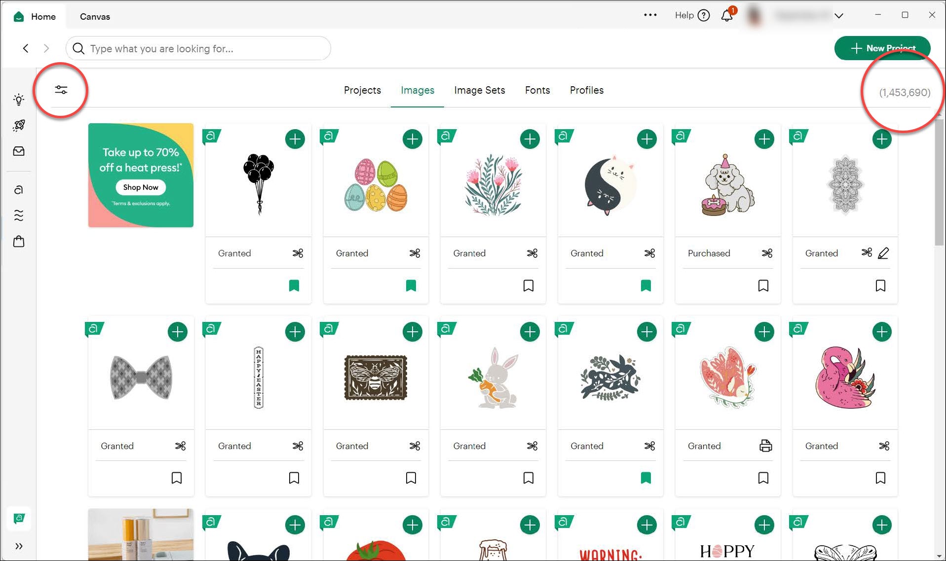 Filter icon and result count on Images pages.jpg