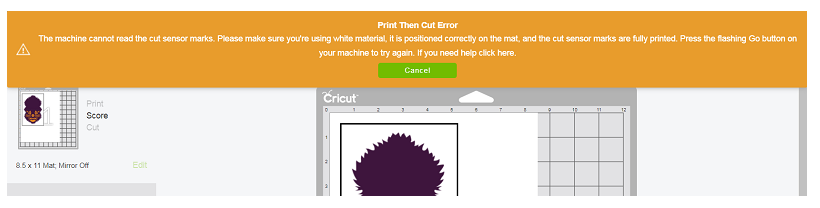 I'm getting an error that the machine cannot read the cut sensor marks –  Help Center